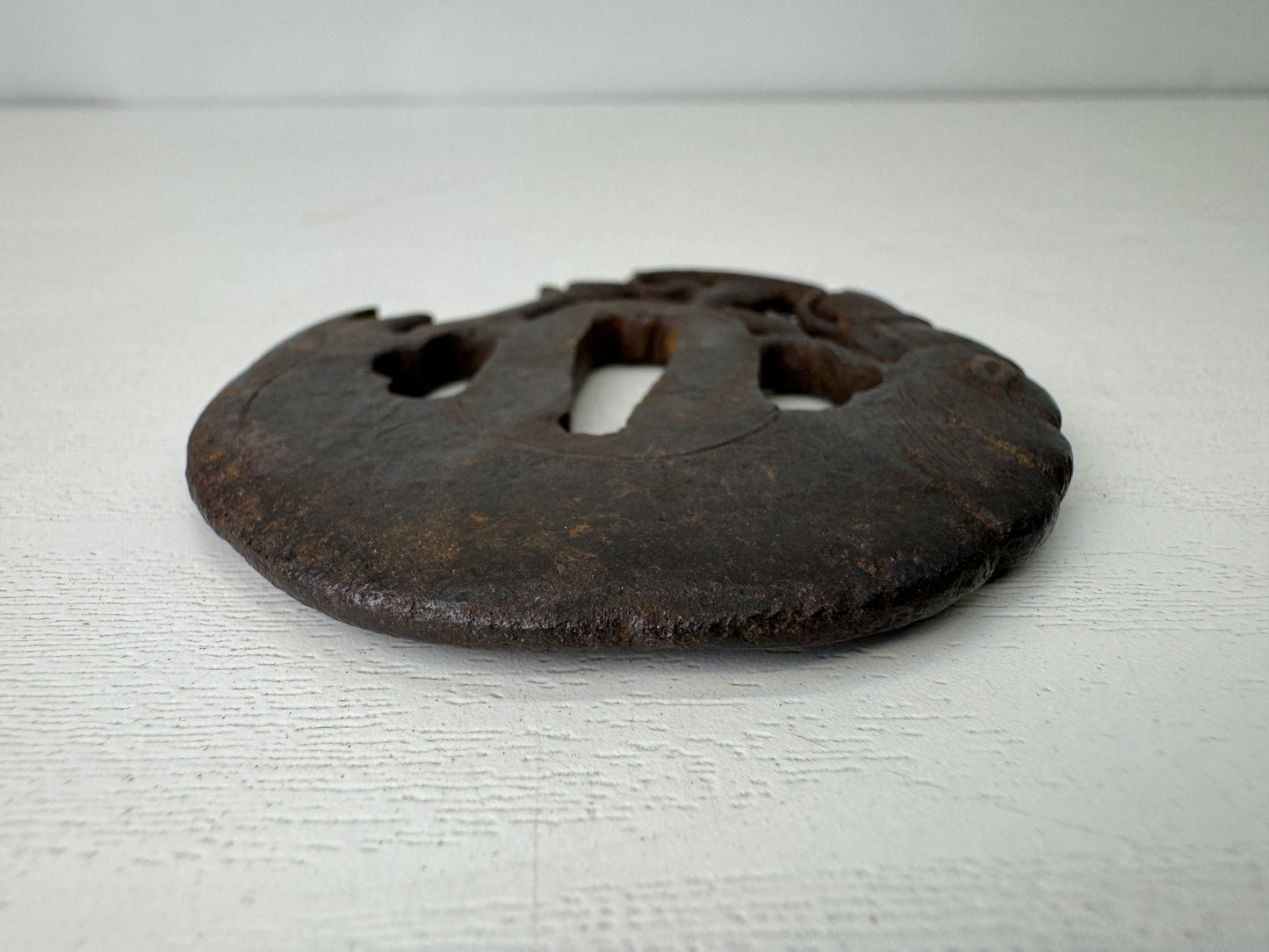 Y9359 TSUBA Iron sword guard horse Japan samurai katana antique koshirae edo