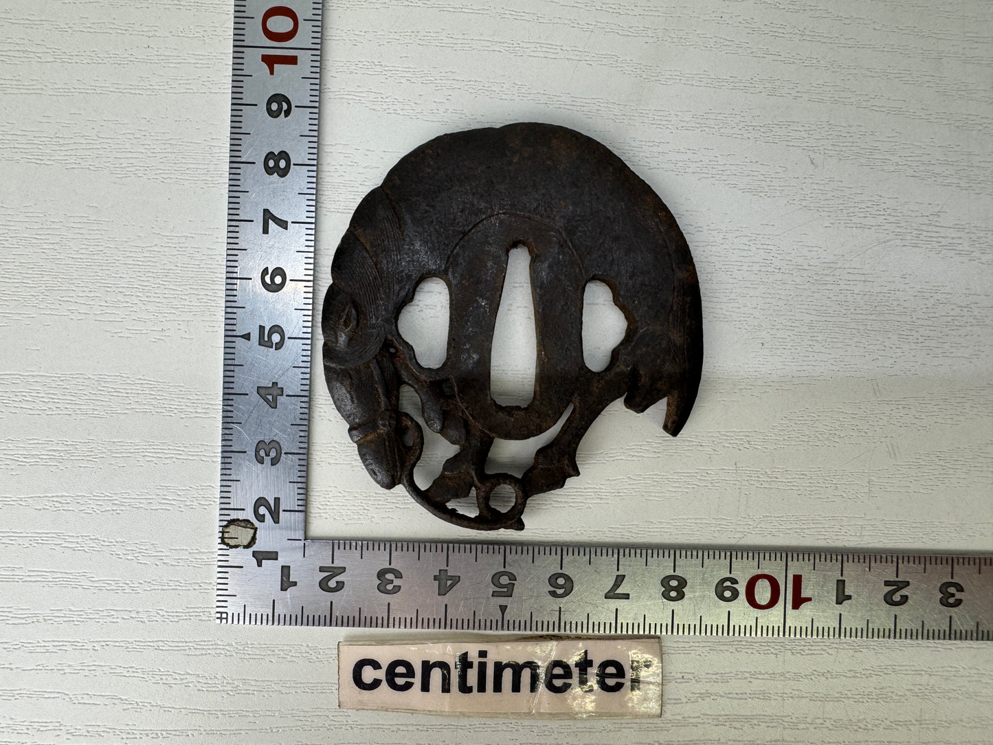 Y9359 TSUBA Iron sword guard horse Japan samurai katana antique koshirae edo