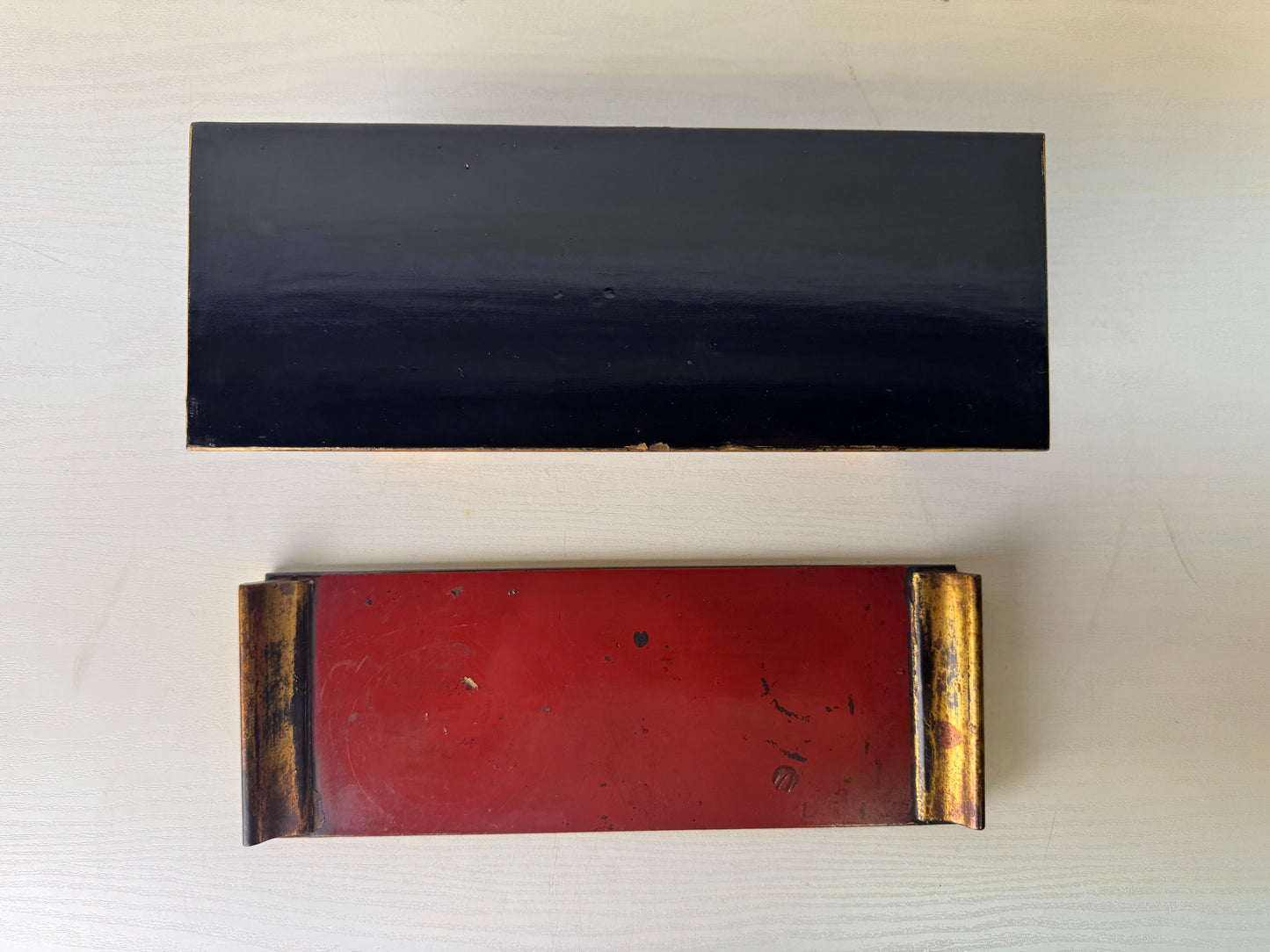 Y9376 Buddhist Altar Equipment Lacquered Sutra reading desk  Japan antique