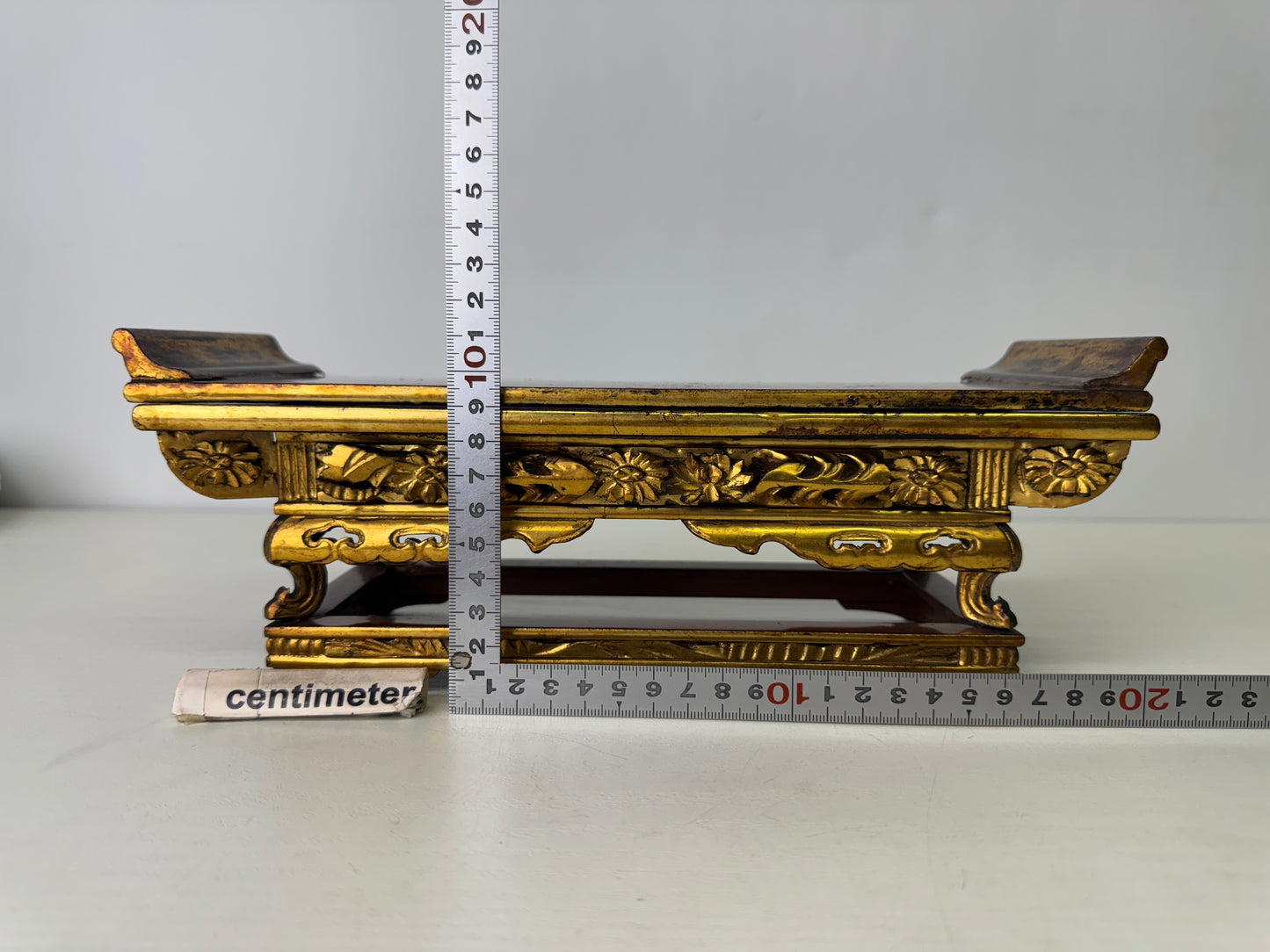 Y9376 Buddhist Altar Equipment Lacquered Sutra reading desk  Japan antique