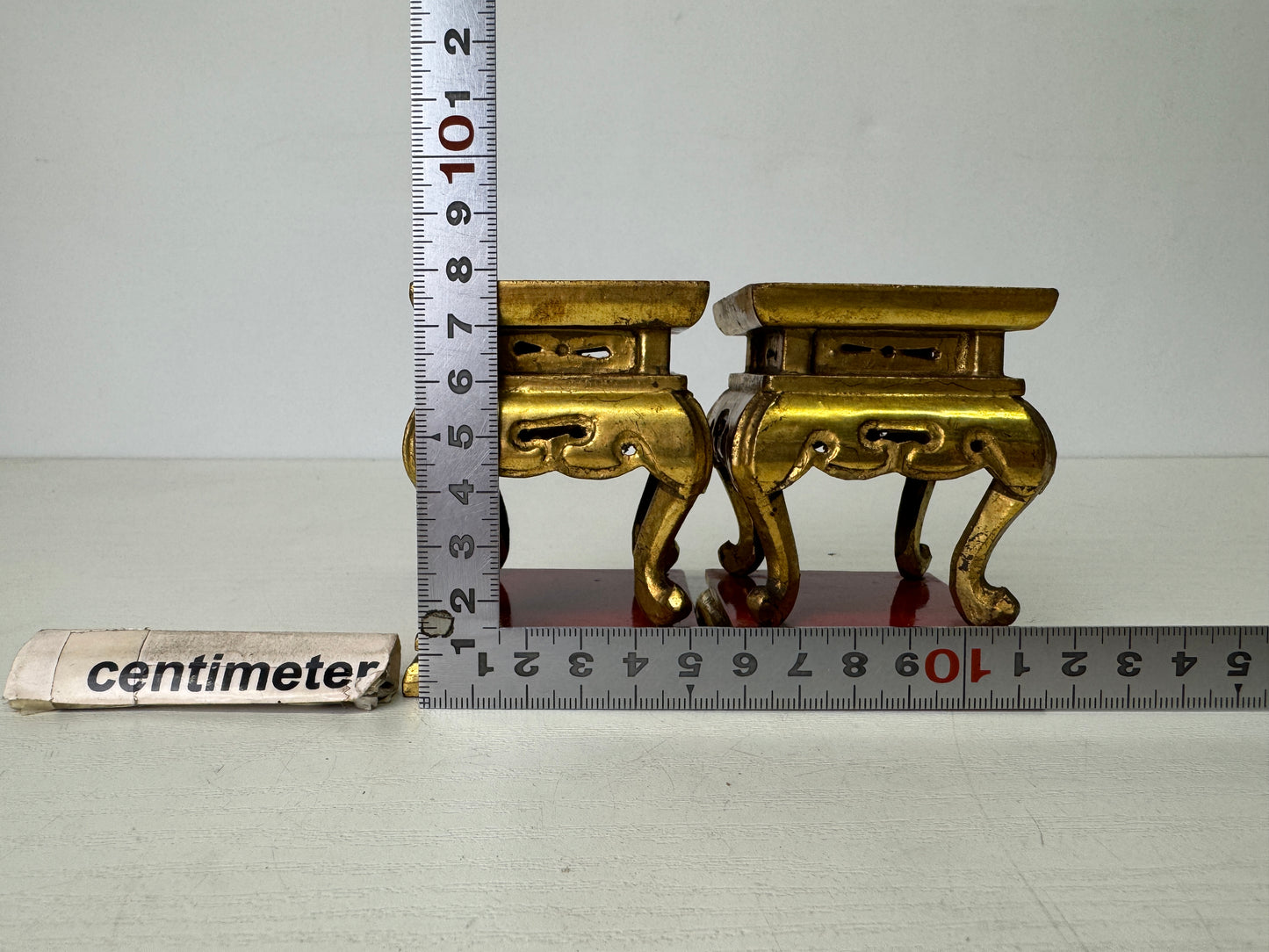 Y9377 Buddhist Altar Equipment 2 small offering table gold-painted Japan antique