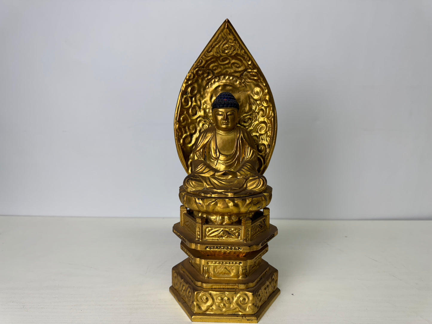 Y9379 STATUE wooden seated Buddha figurine Japan antique figure interior decor