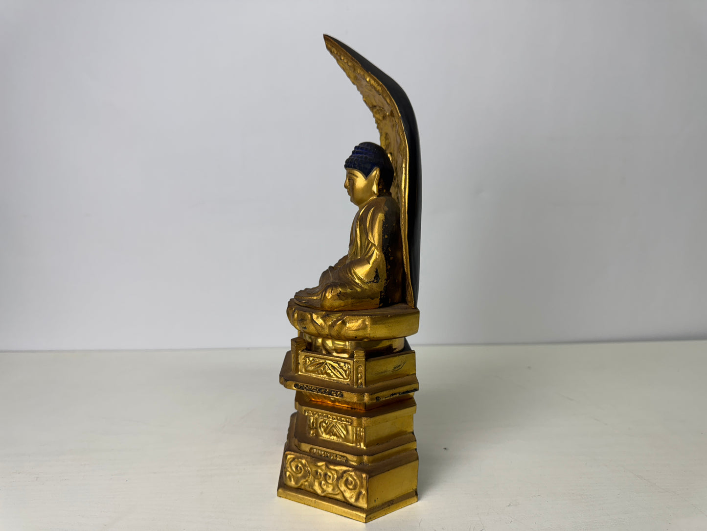 Y9379 STATUE wooden seated Buddha figurine Japan antique figure interior decor