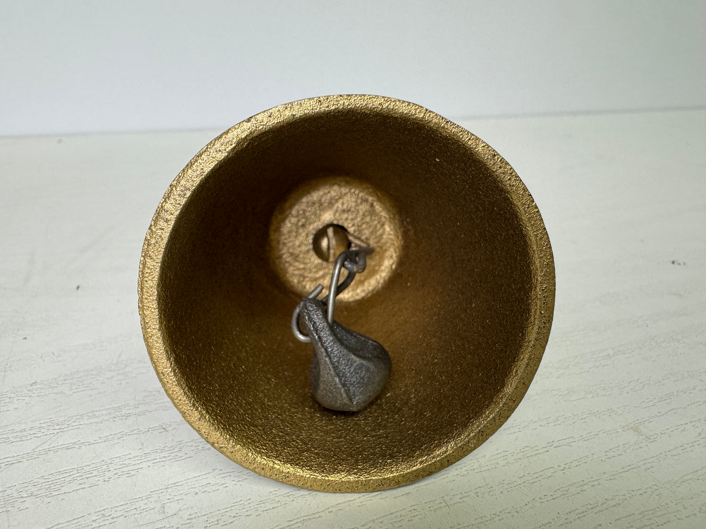 Y9384 Buddhist Altar metal Hand bell Buddha statue handle Japan antique Buddhism