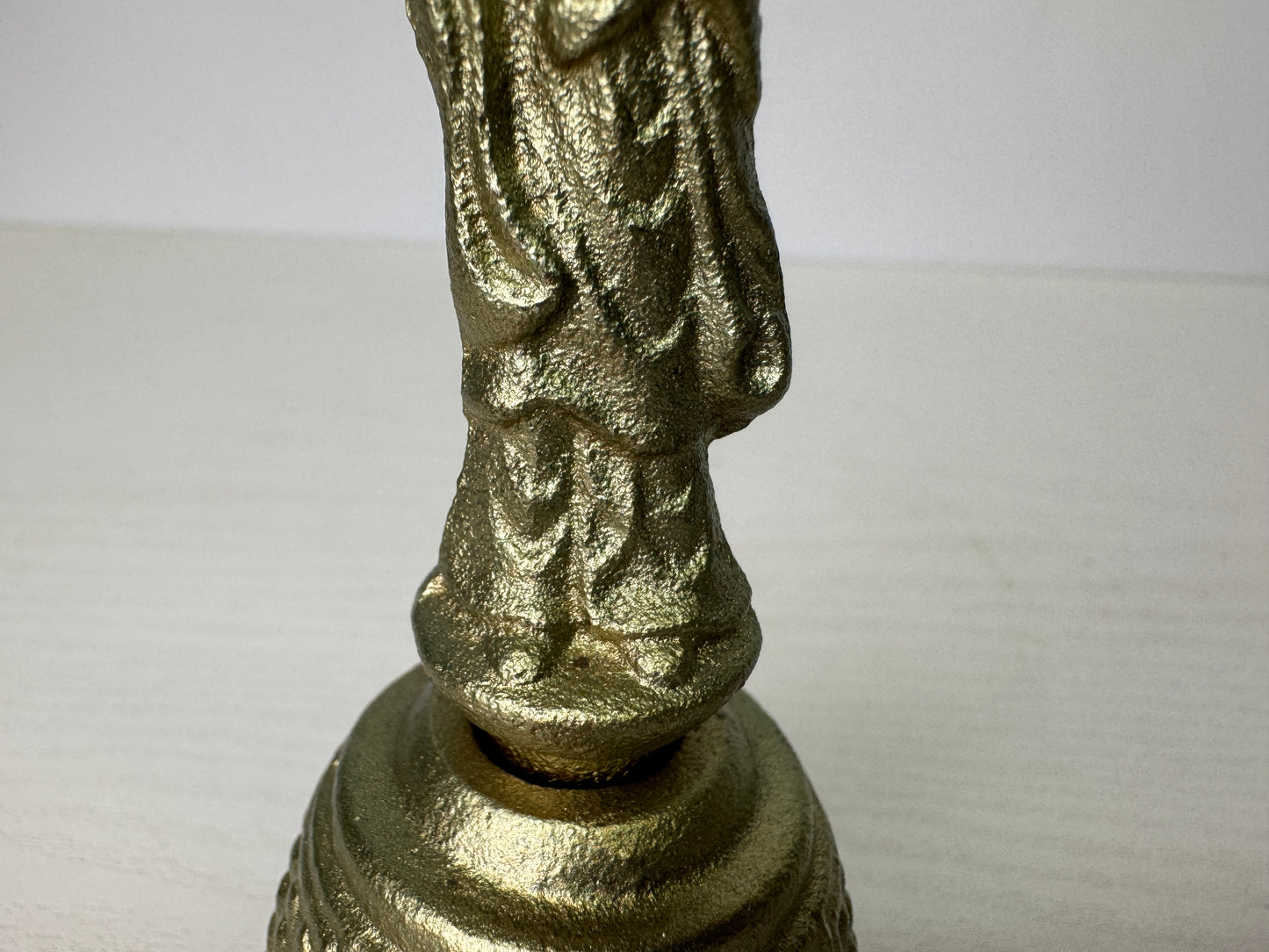 Y9384 Buddhist Altar metal Hand bell Buddha statue handle Japan antique Buddhism