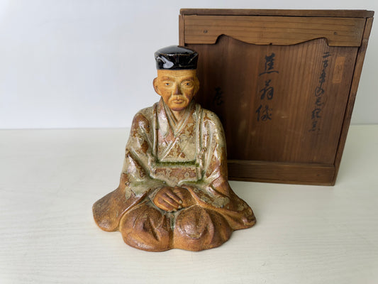 Y9392 OKIMONO Iga-ware Matsuo Basho figurine signed box Japan antique interior