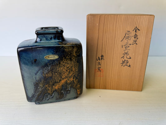 Y9393 FLOWER VASE Mihaya-ware Henko signed box Japan ikebana floral arrangement