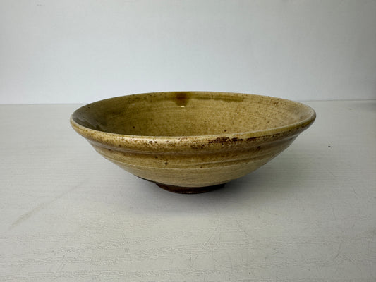 Y9399 CHAWAN Seto-ware flat bowl unsigned Japan antique tea ceremony pottery cup