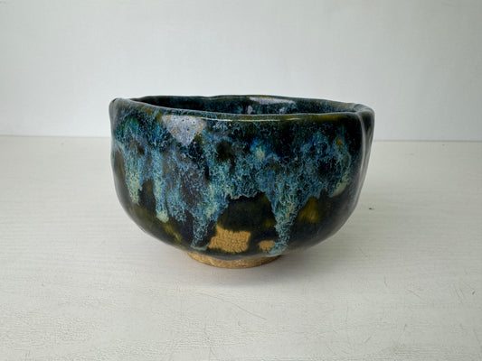 Y9405 CHAWAN Seto-ware bowl signed Japan antique tea ceremony pottery cup teacup