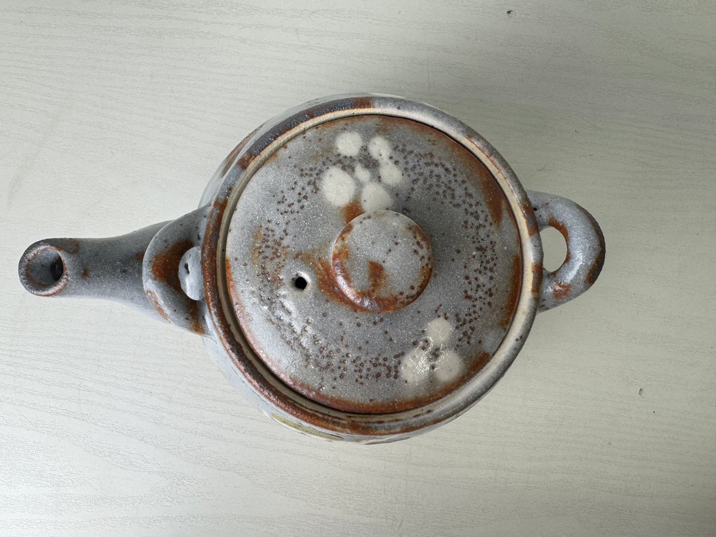 Y9414 CHAWAN Shino-ware Sencha tea teapot cup dish set signed box Japan antique