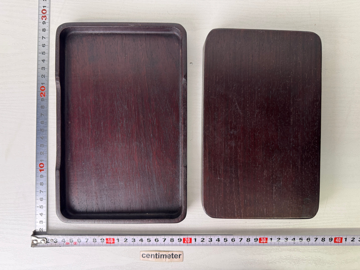 Y9417 BOX Suzuri inkstone case Karaki wood stationery Japan antique container