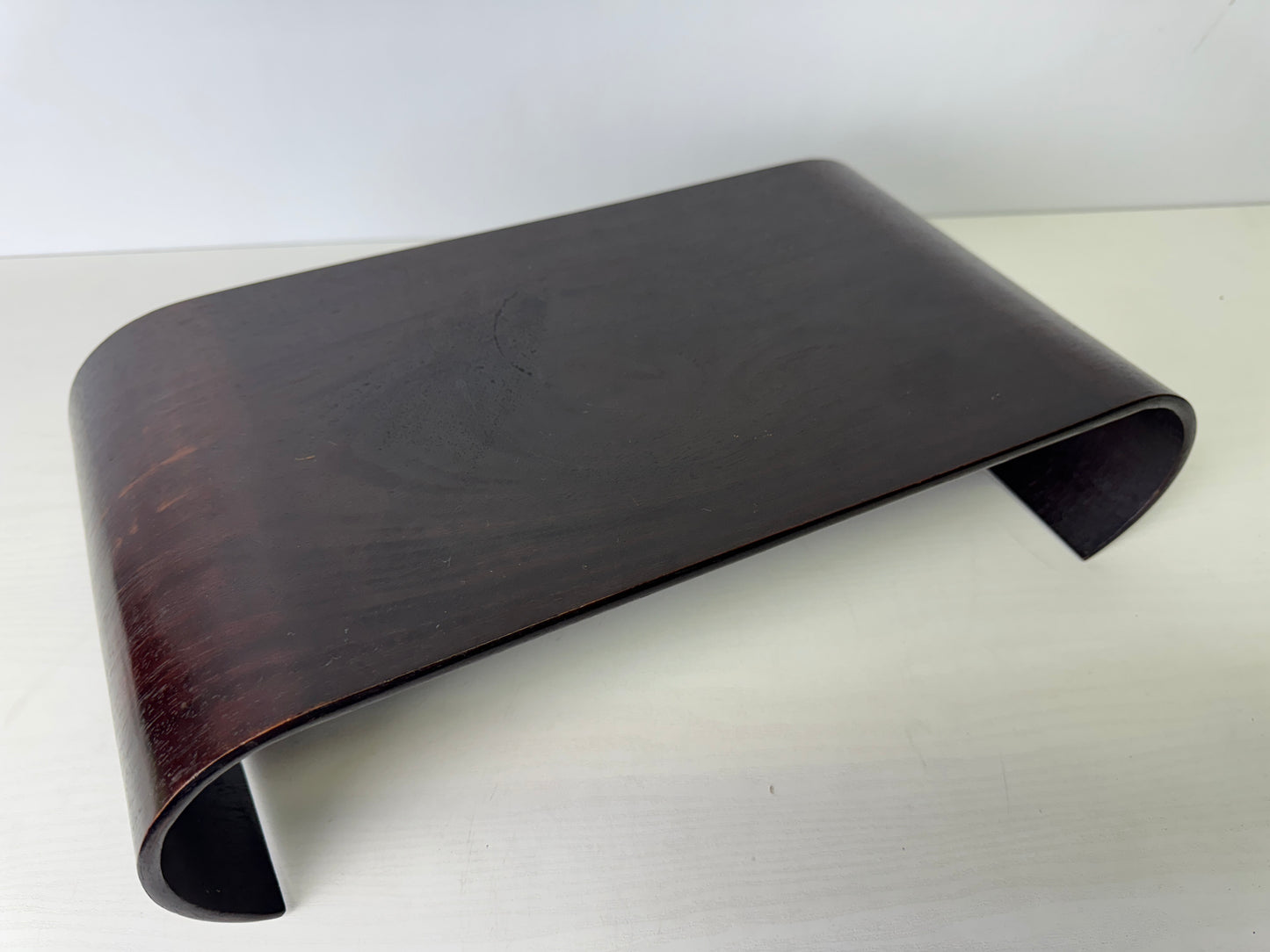 Y9420 FLOWER STAND curved foot Karaki wood signed Japan antique ikebana floral