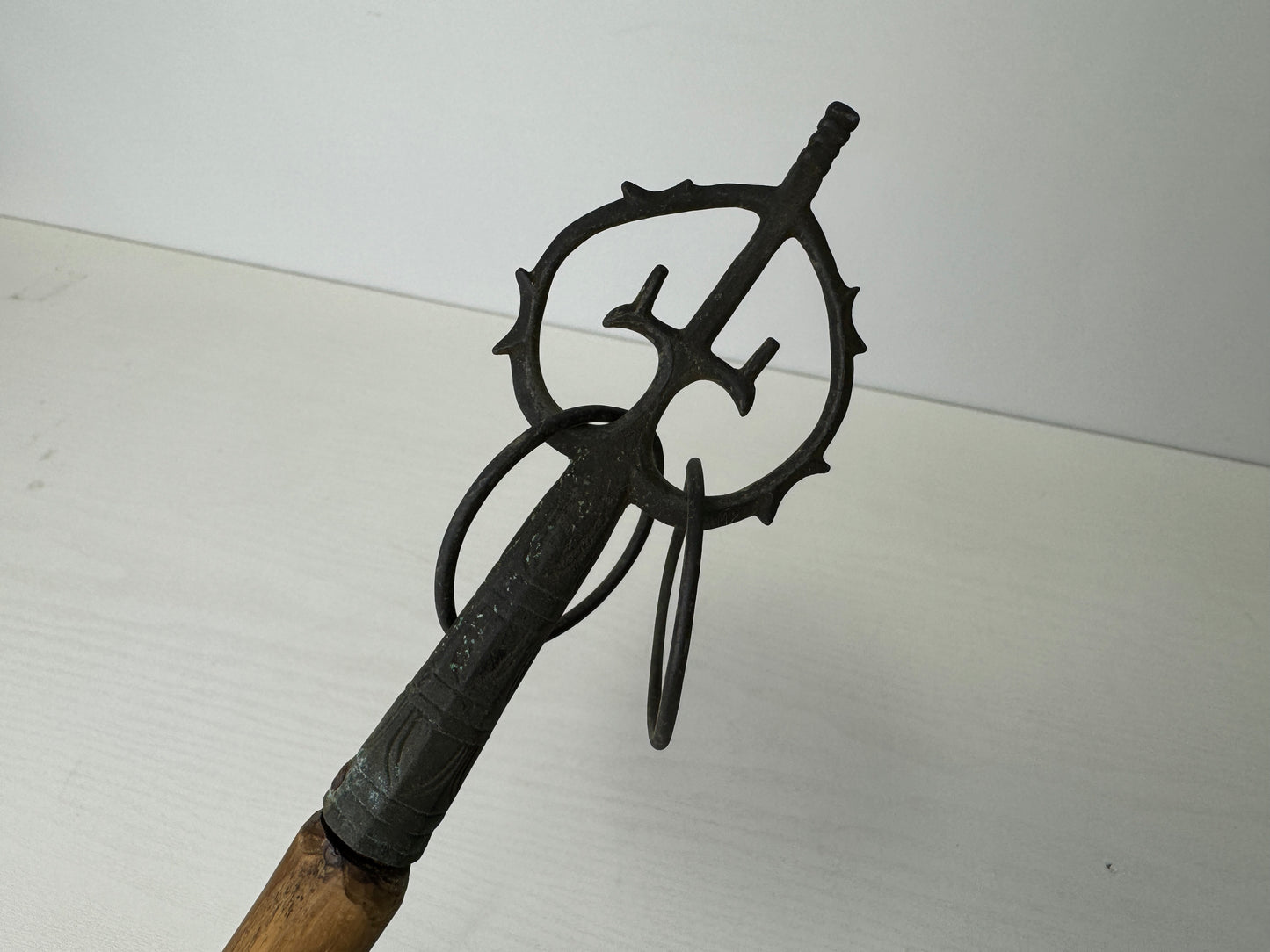 Y9422 Buddhist Altar Shakujo staff esoteric Buddhism Japan antique religion