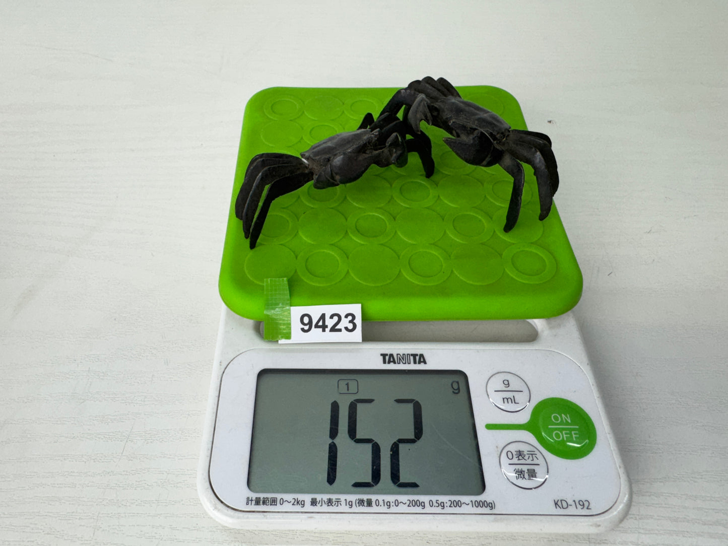 Y9423 OKIMONO copper 2 Crab figurine small figure Japan antique interior decor