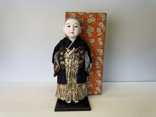 Y9425 NINGYO Japanese Ichimatsu doll boy haori hakama Japan antique figurine