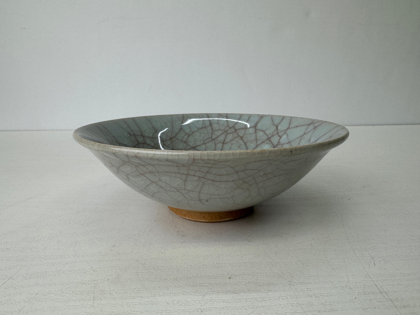 Y9429 CHAWAN Seto-ware flat bowl celadon Japan antique tea ceremony teacup cup