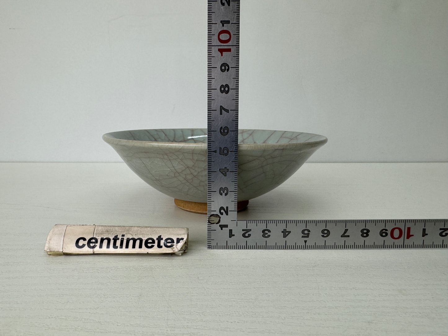 Y9429 CHAWAN Seto-ware flat bowl celadon Japan antique tea ceremony teacup cup