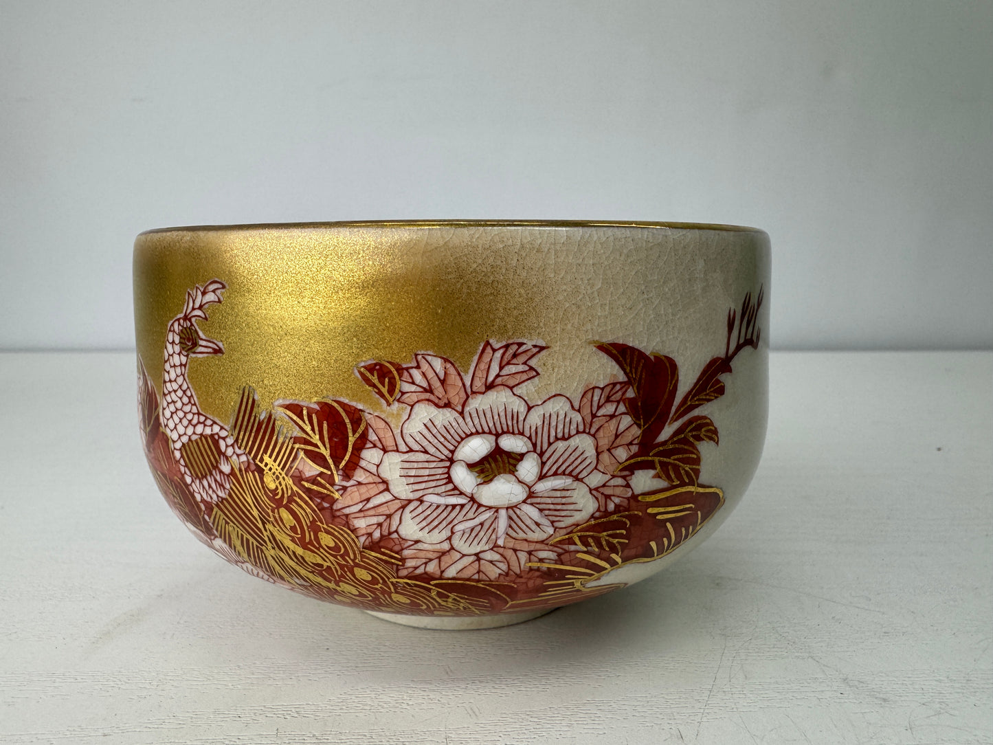 Y9431 CHAWAN Kutani-ware bowl signed box Japan antique tea ceremony teacup cup