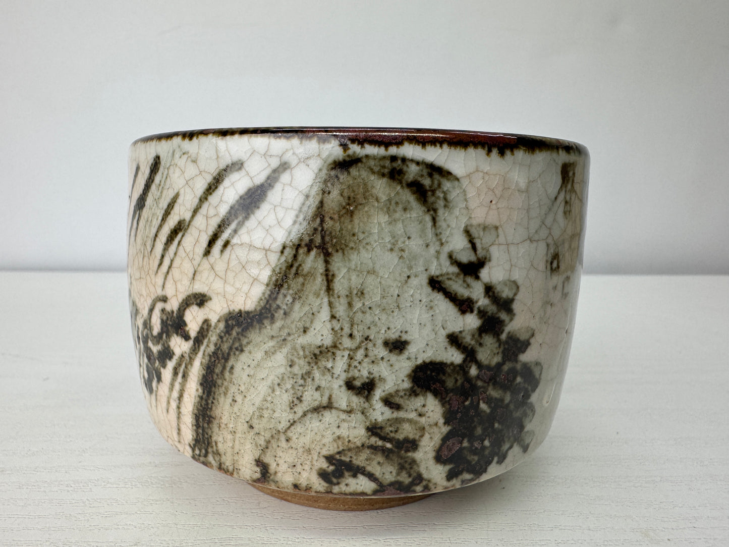 Y9433 CHAWAN Kyo-ware Kenzan bowl signed box Japan antique tea ceremony teacup