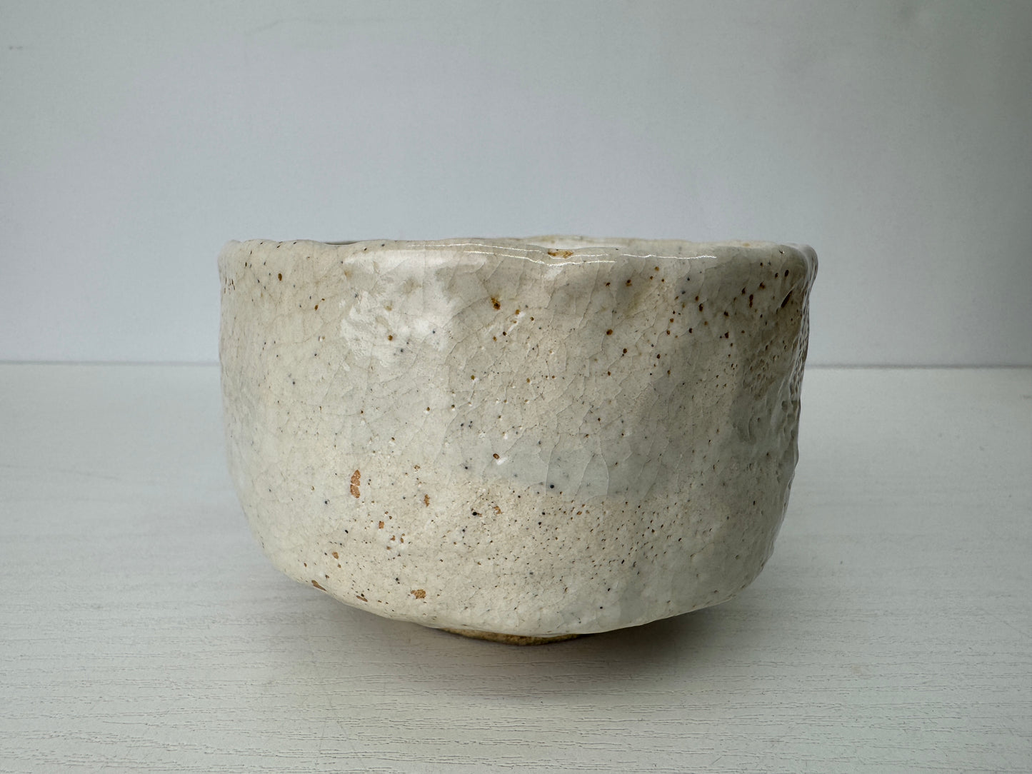 Y9434 CHAWAN Shino-ware bowl signed box Japan antique tea ceremony teacup cup