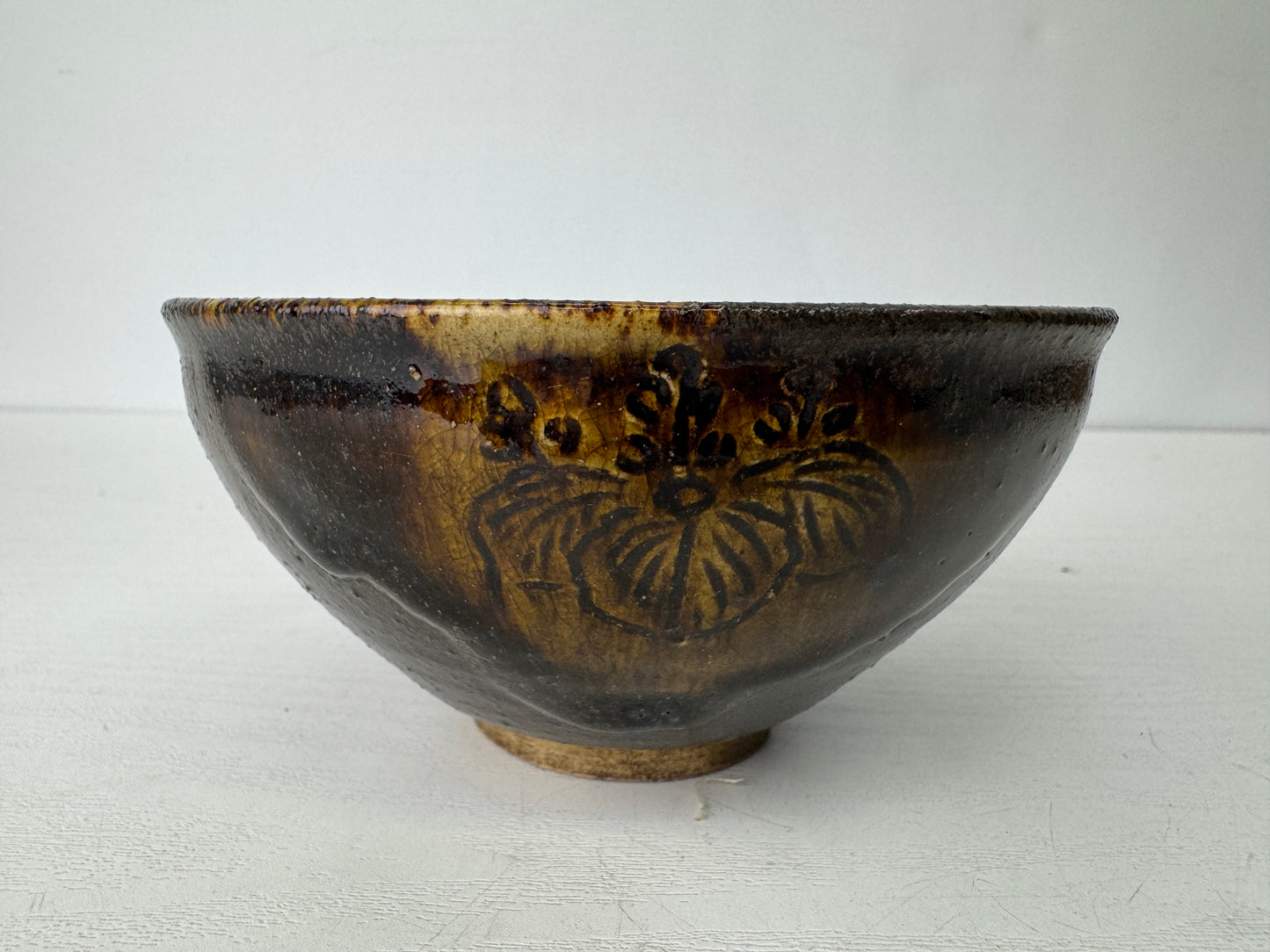 Y9435 CHAWAN Seto-ware Tenmoku bowl signed box Japan antique tea ceremony teacup