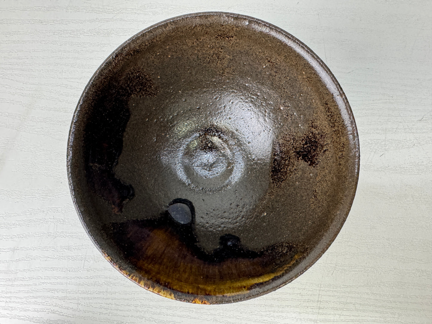 Y9435 CHAWAN Seto-ware Tenmoku bowl signed box Japan antique tea ceremony teacup