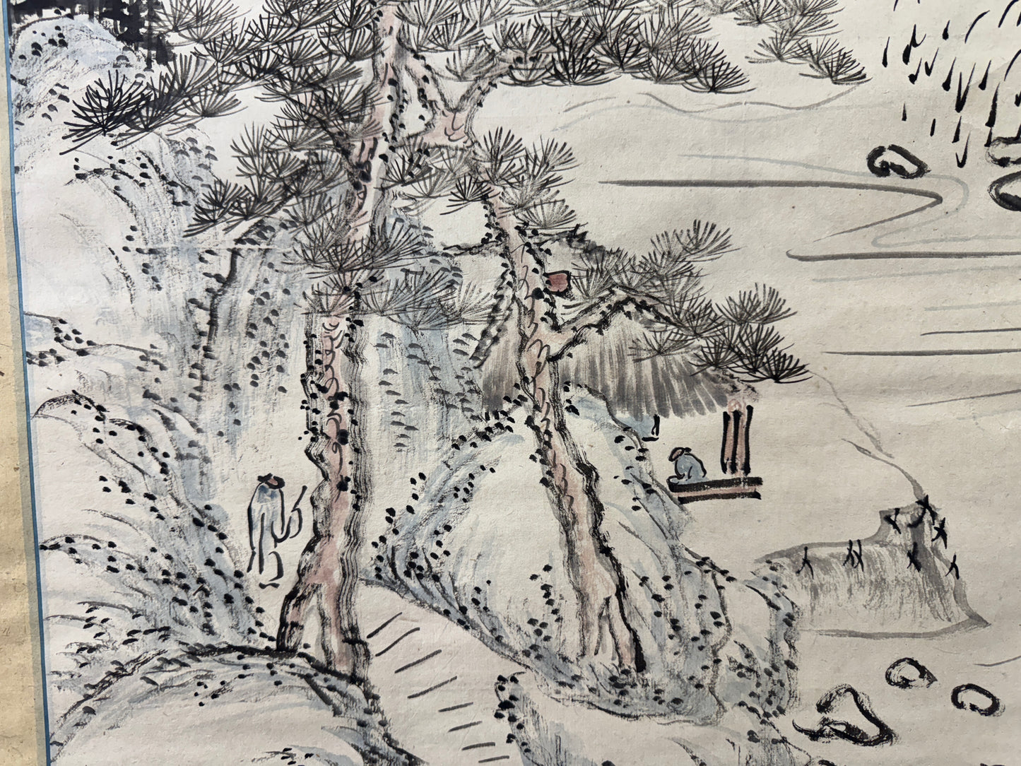Y9436 KAKEJIKU Landscape signed Meiji period Japan antique hanging scroll art