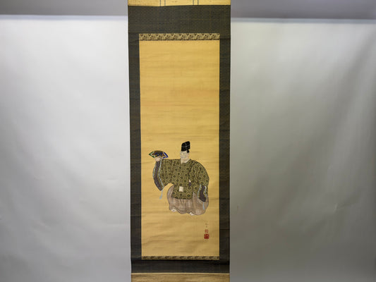 Y9439 KAKEJIKU Old man colored signed Japan antique hanging scroll art interior