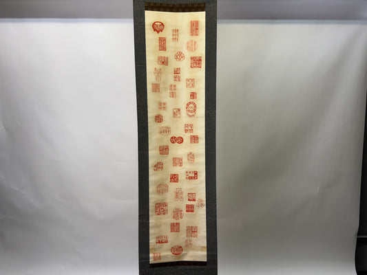 Y9440 KAKEJIKU lots of Red seals signed Japan antique hanging scroll art decor