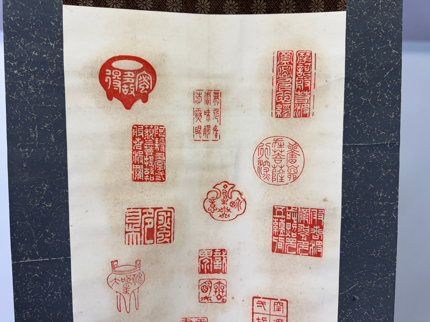 Y9440 KAKEJIKU lots of Red seals signed Japan antique hanging scroll art decor