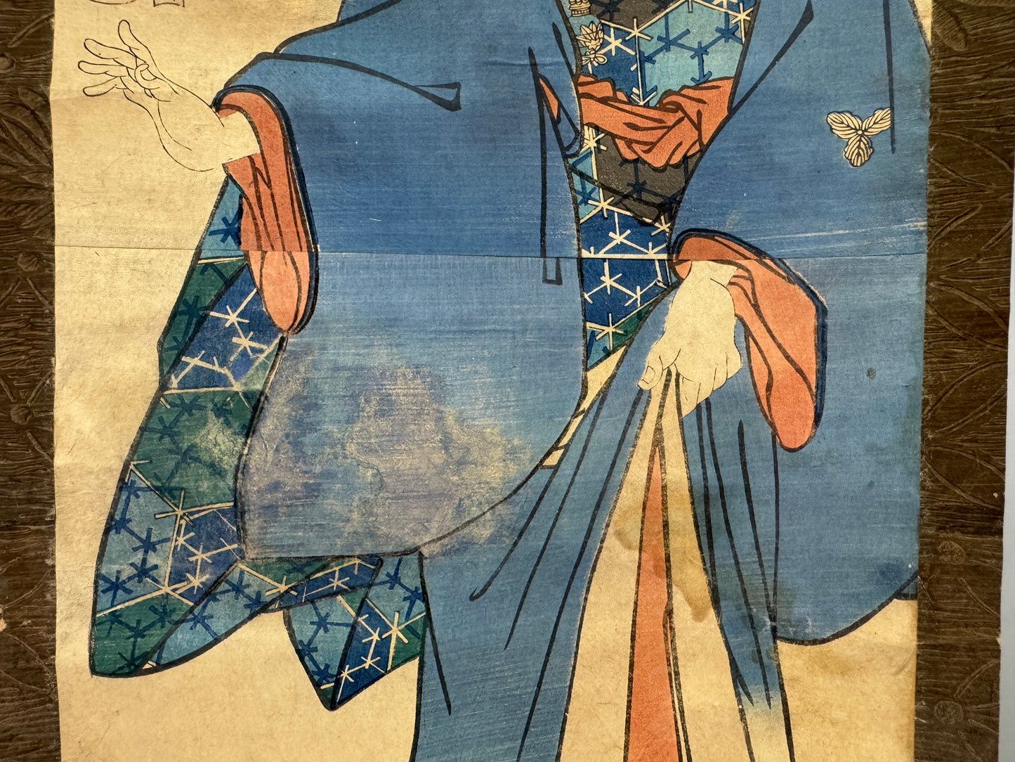 Y9441 KAKEJIKU Beautiful woman Kunisada Fireworks Japan antique hanging scroll