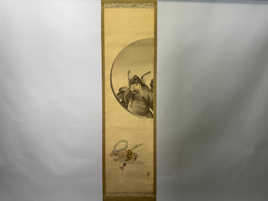 Y9442 KAKEJIKU Oni demon Shoki signed Japan antique hanging scroll art interior