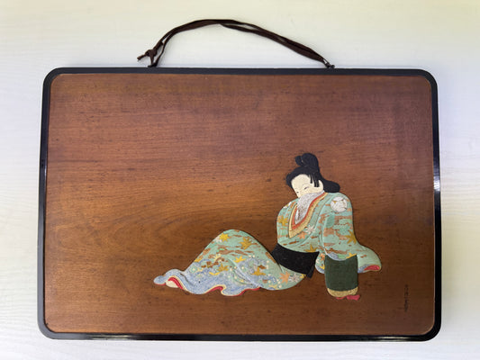 Y9443 SIGNBOARD wooden sign Beautiful woman Tosa-e Japan antique advertising art
