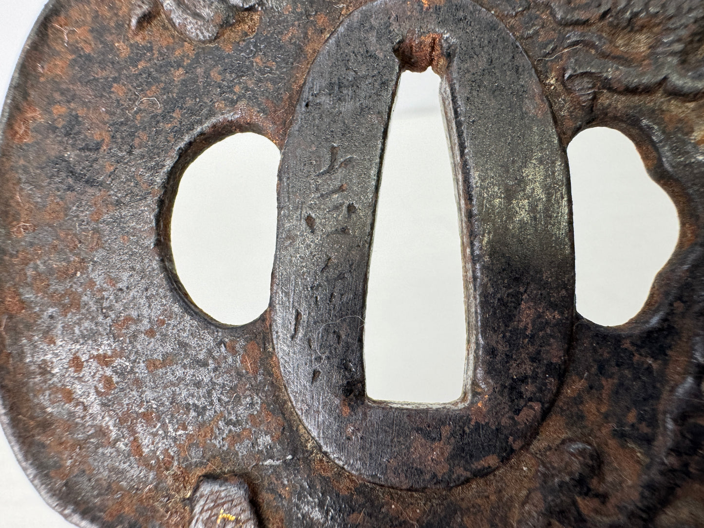 Y9450 TSUBA Iron sword guard Dragon signed Japan samurai katana koshirae edo