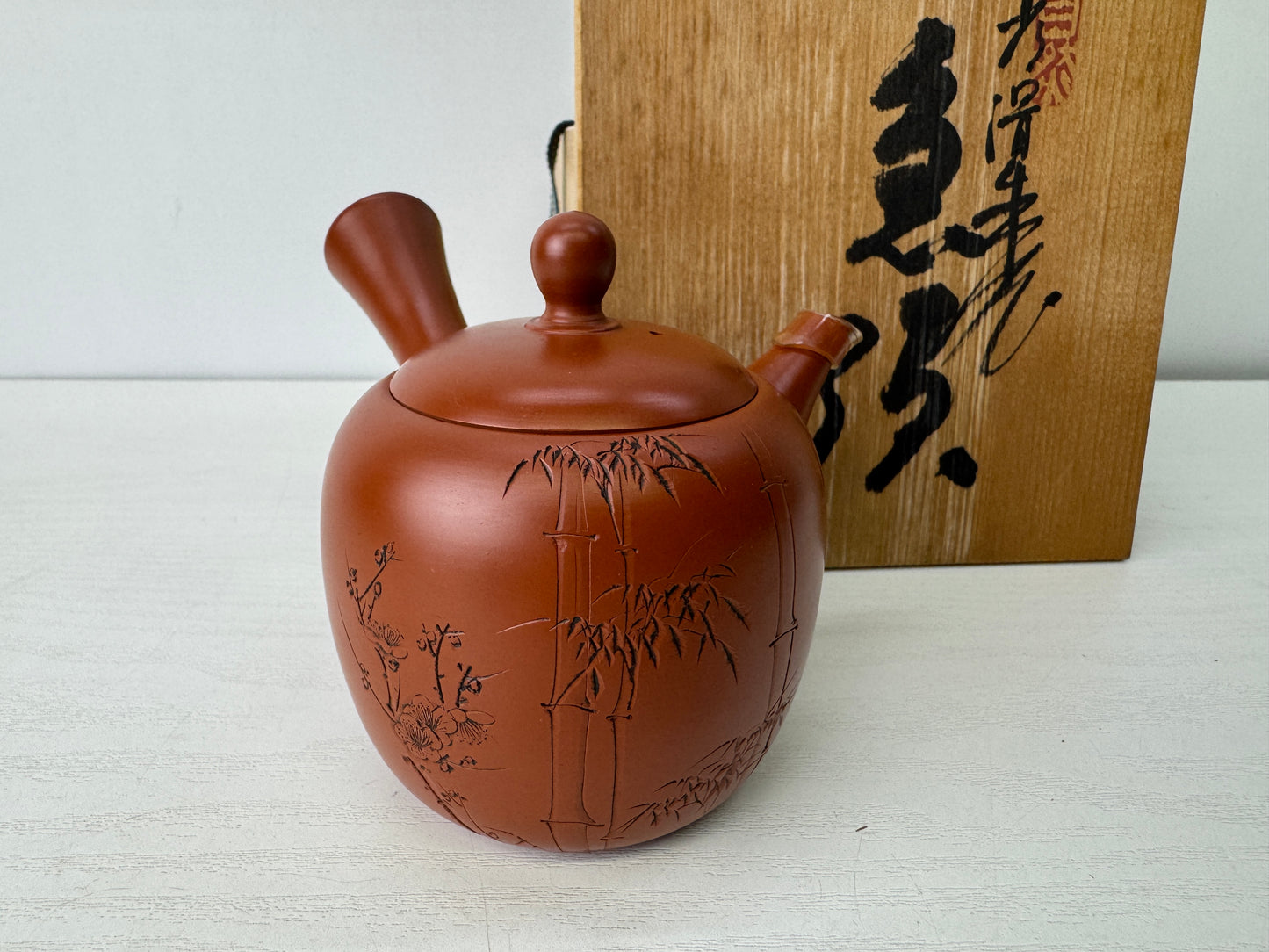 Y9460 KYUSU Tokoname-ware teapot signed box Japan antique tea ceremony sencha