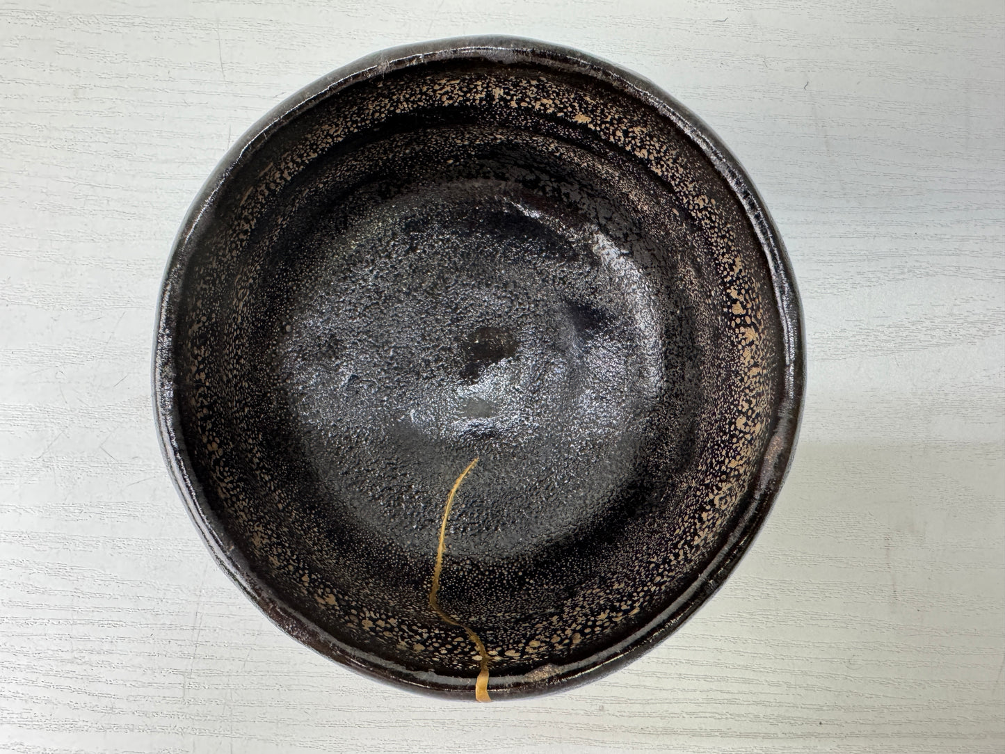 Y9464 CHAWAN Raku-ware black bowl Ryonyu signed box Japan antique tea ceremony