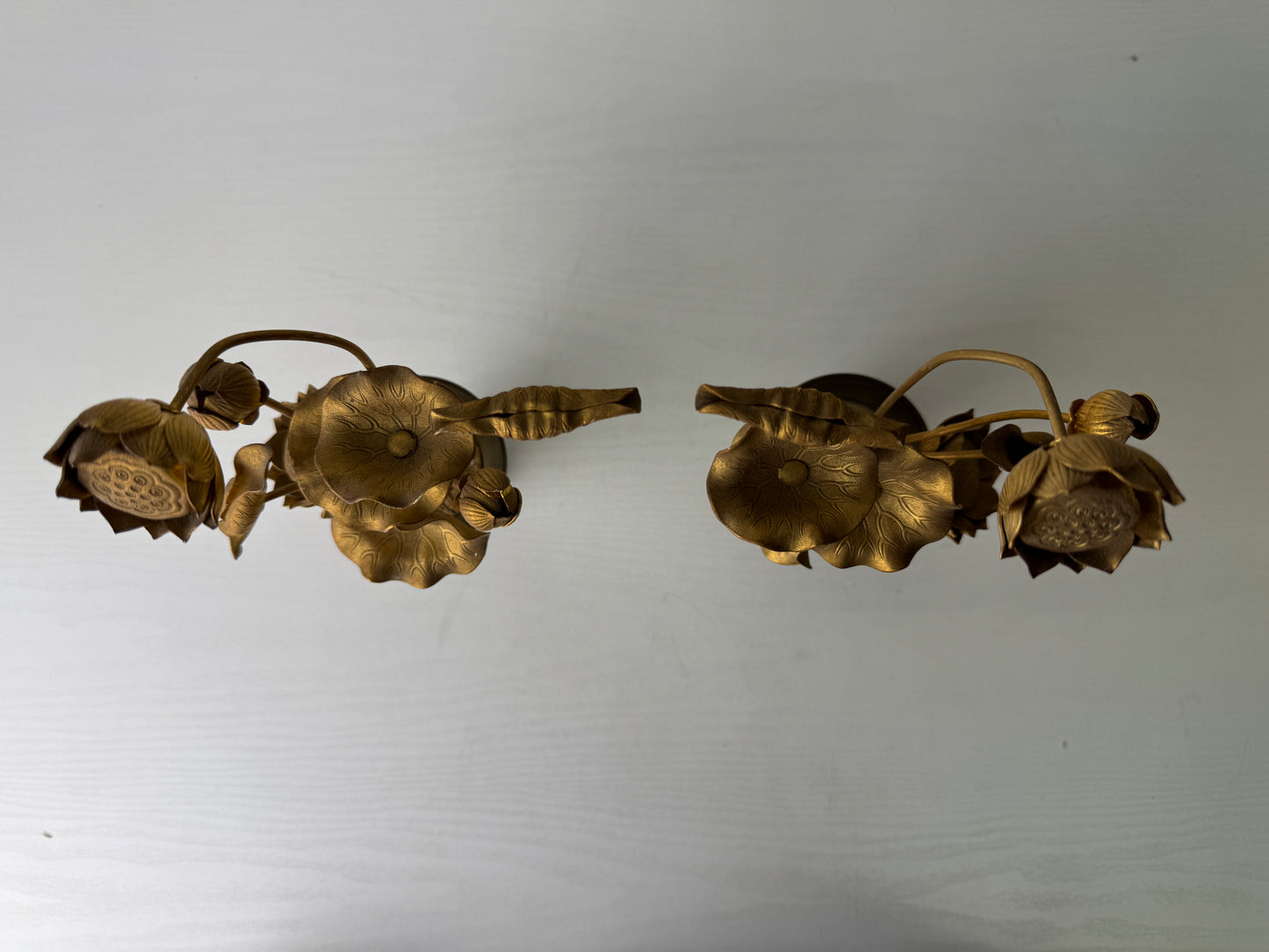 Y9467 Buddhist Altar Equipment Metal Everlasting flower vase pair Japan antique