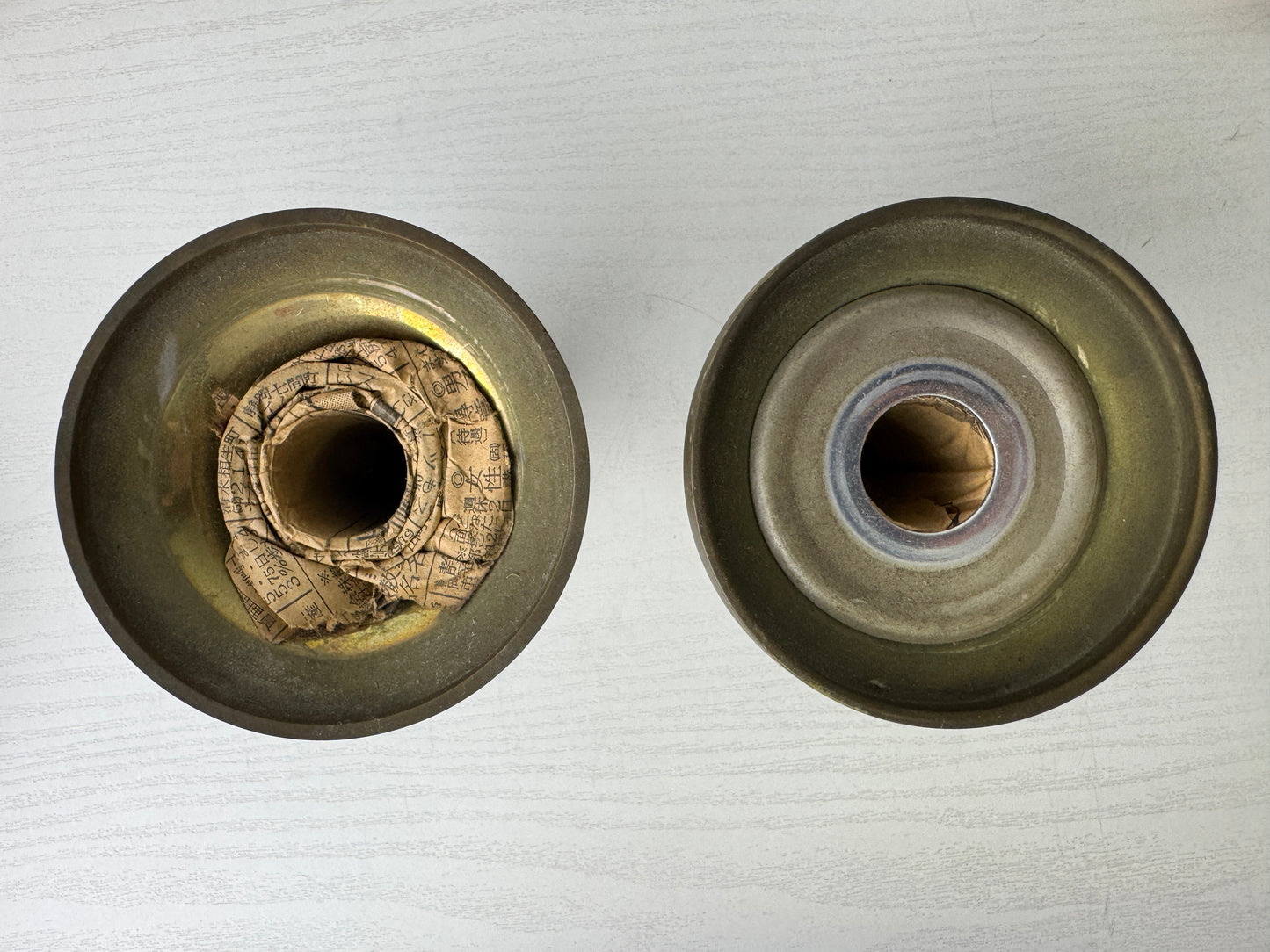 Y9467 Buddhist Altar Equipment Metal Everlasting flower vase pair Japan antique