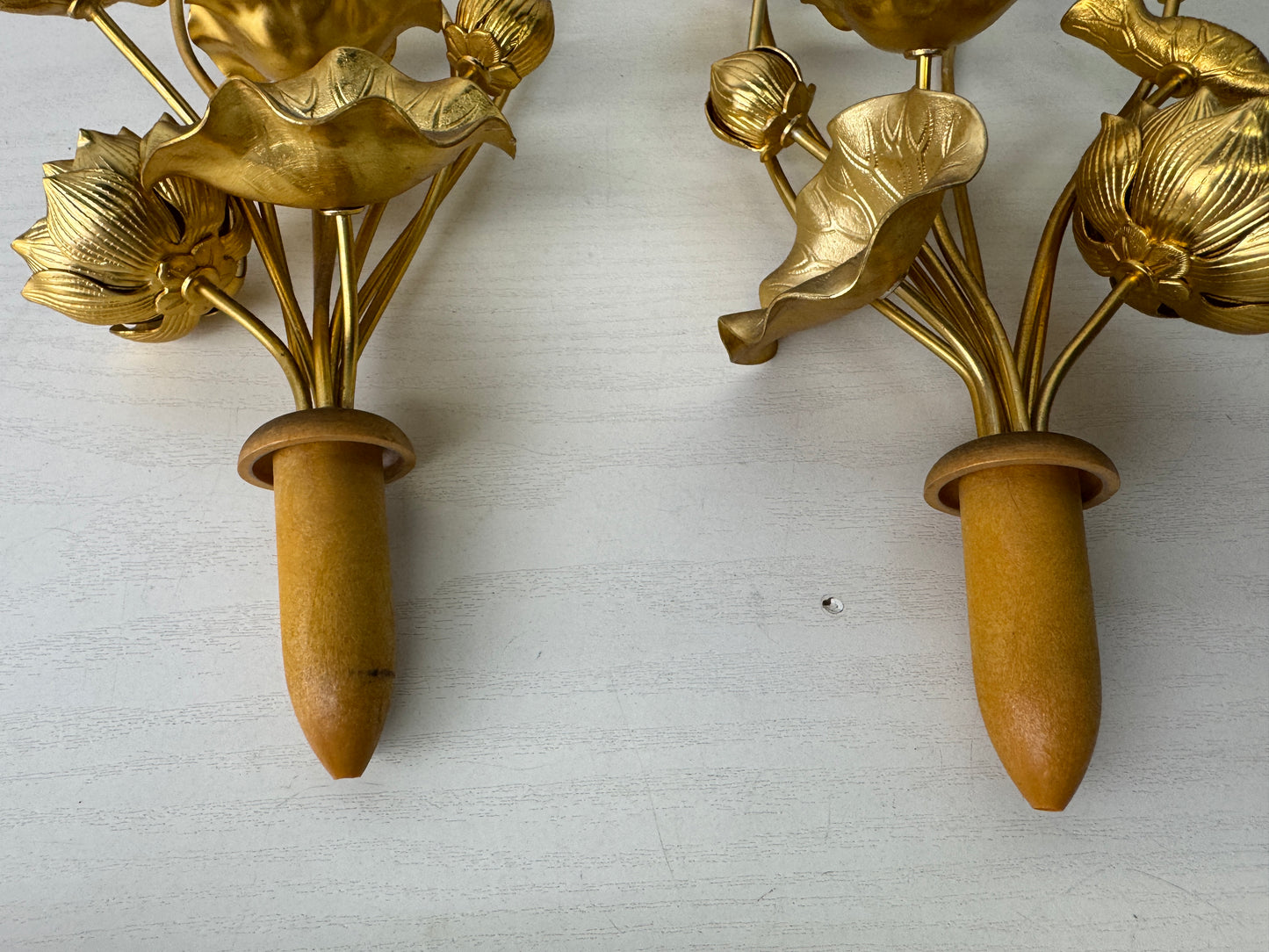 Y9467 Buddhist Altar Equipment Metal Everlasting flower vase pair Japan antique