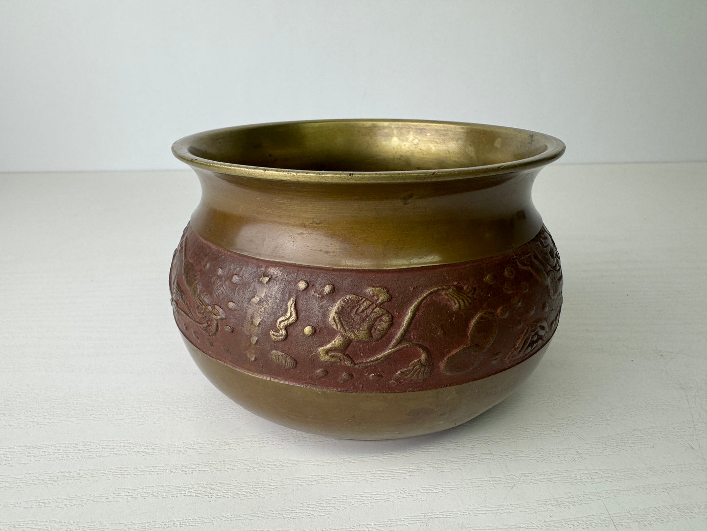 Y9469 KENSUI Copper water pot jar Treasures Japan antique tea ceremony utensils