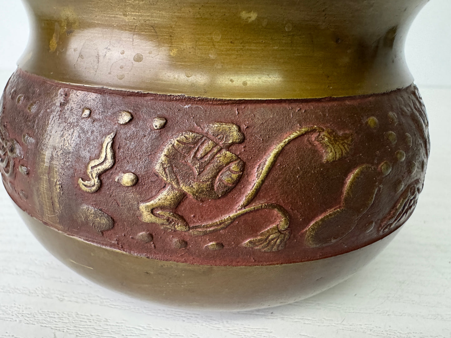 Y9469 KENSUI Copper water pot jar Treasures Japan antique tea ceremony utensils
