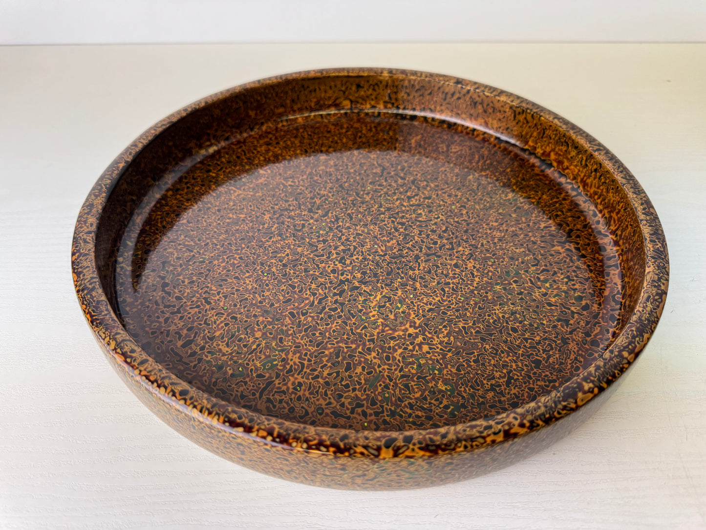 Y9471 TRAY Wakasa lacquerware  Makie round Obon Ozen Japan antique kitchen table