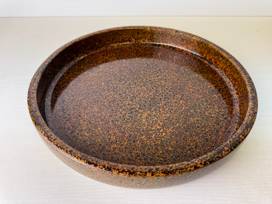 Y9471 TRAY Wakasa lacquerware  Makie round Obon Ozen Japan antique kitchen table