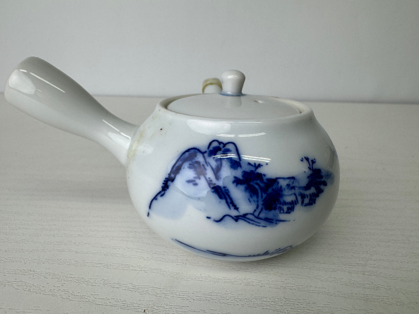 Y9475 CHAWAN Kyo-ware  Sencha tea set signed kyusu teapot bowl cup Japan antique