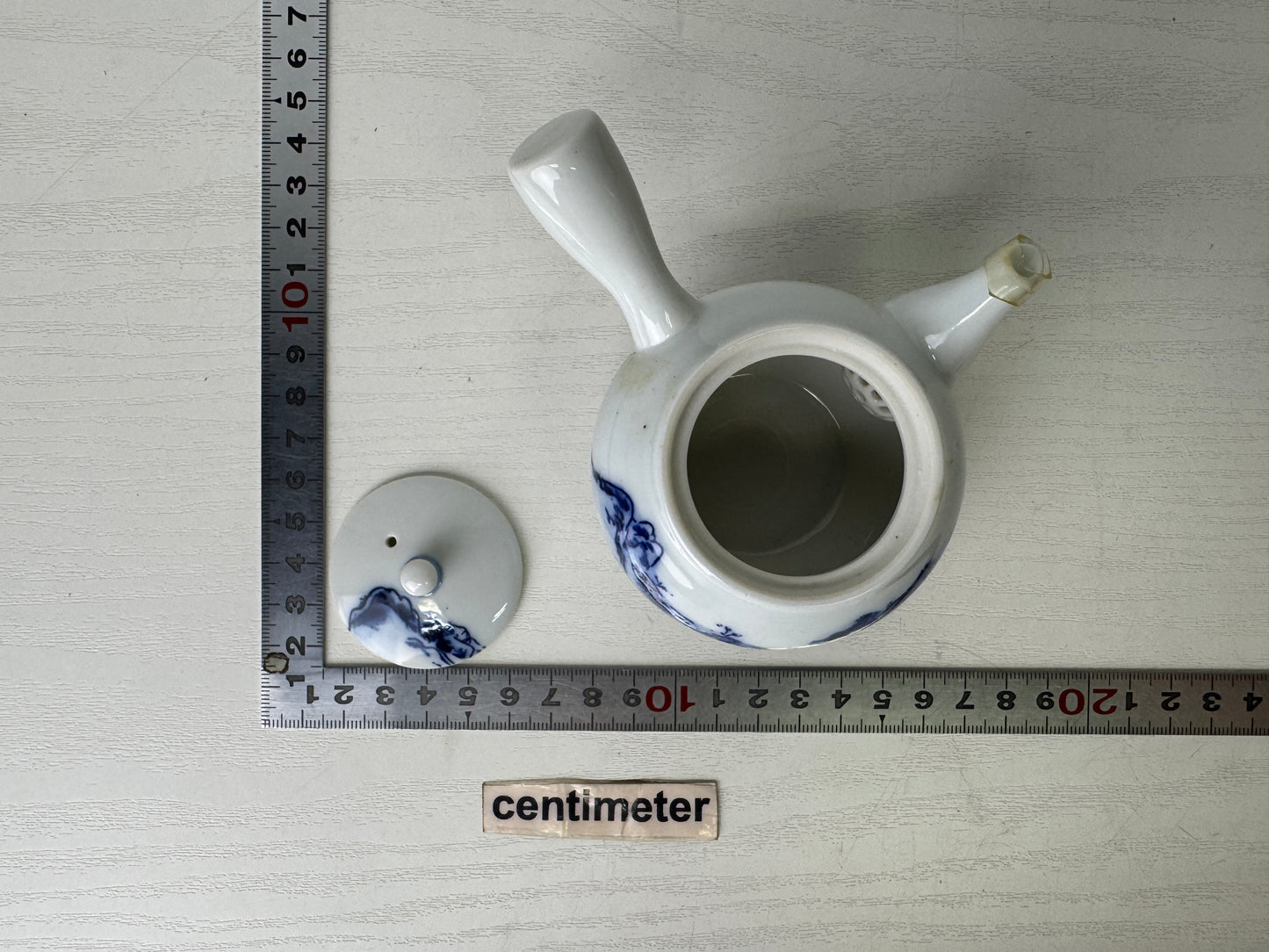 Y9475 CHAWAN Kyo-ware  Sencha tea set signed kyusu teapot bowl cup Japan antique