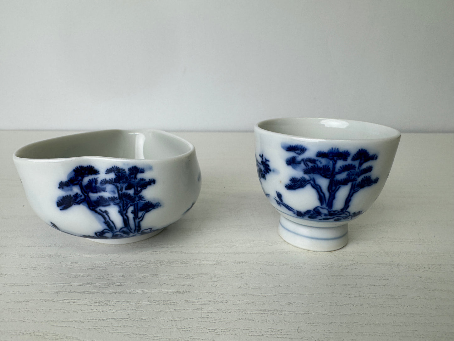 Y9475 CHAWAN Kyo-ware  Sencha tea set signed kyusu teapot bowl cup Japan antique