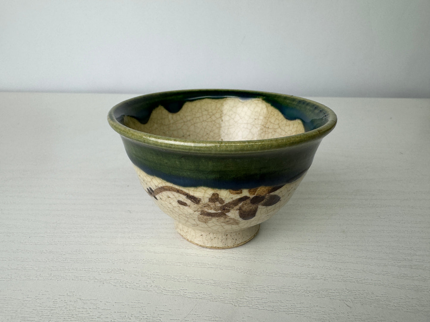 Y9476 CHAWAN Oribe-ware Sencha tea set signed box kyusu teapot cup Japan antique