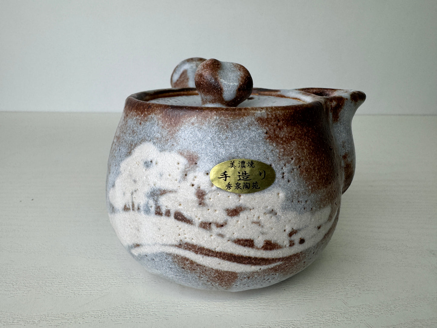 Y9477 CHAWAN Shino-ware Sencha tea set signed box kyusu teapot cup Japan antique