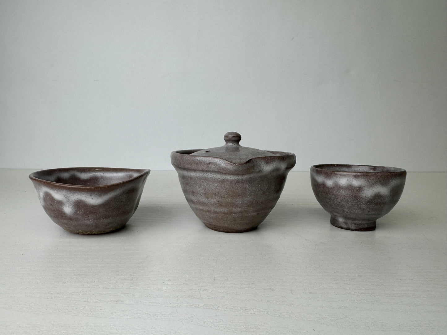 Y9478 CHAWAN Mino-ware Sencha tea set signed box kyusu teapot cup Japan antique