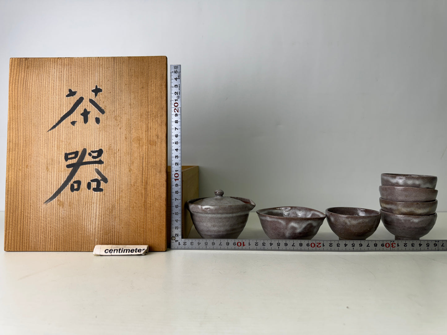 Y9478 CHAWAN Mino-ware Sencha tea set signed box kyusu teapot cup Japan antique